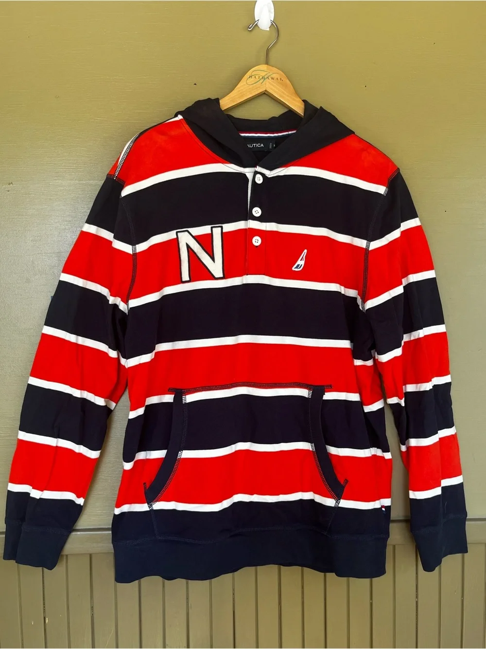Nautica Striped Hooded Rugby Pullover XL - Picture 1 of 9